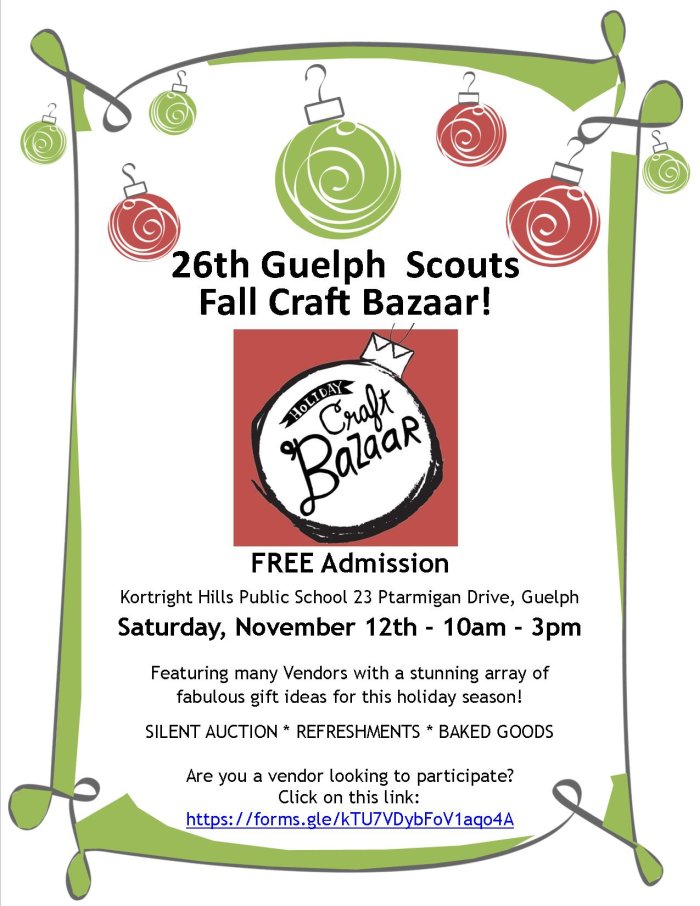 Scouts Fall Craft Bazaar – November 12th