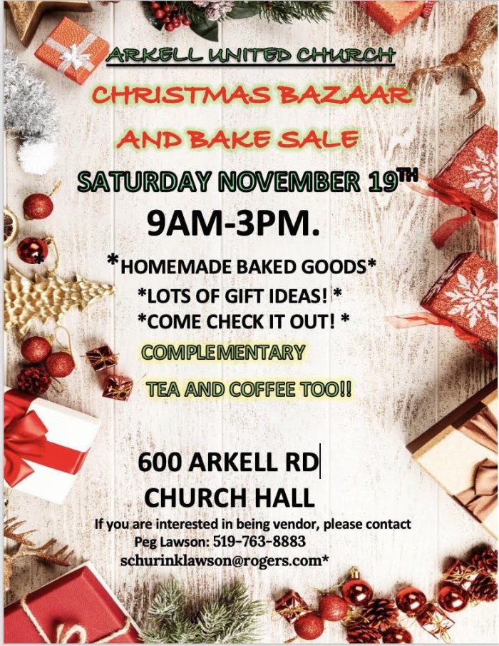 Christmas Bazaar – November 19th
