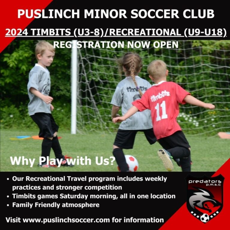 Puslinch Minor Soccer Club (PMSC) Registrations Open For 2024 Outdoor Season